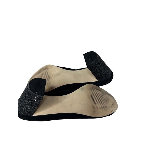 Ann Taylor Size 8 Black Suede Sparkle Glitter Block Heel Cocktail Office Party - Picture 9 of 11